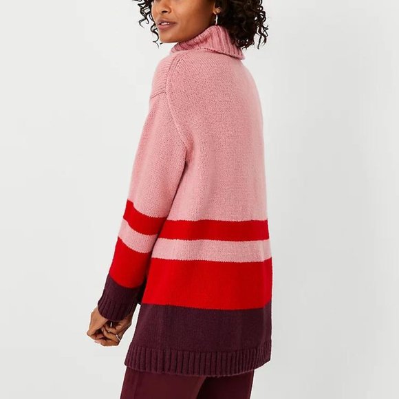 Ann Taylor Colorblock Turtleneck Tunic Sweater New - Picture 2 of 3